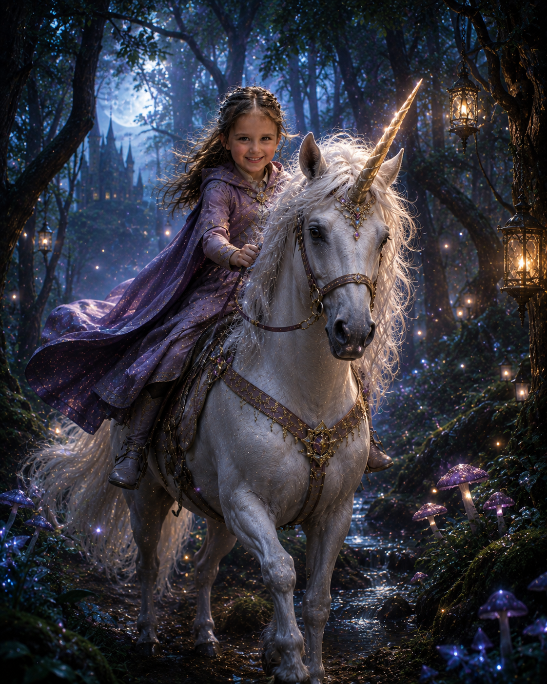 Unicorn Rider — Moonlit Forest